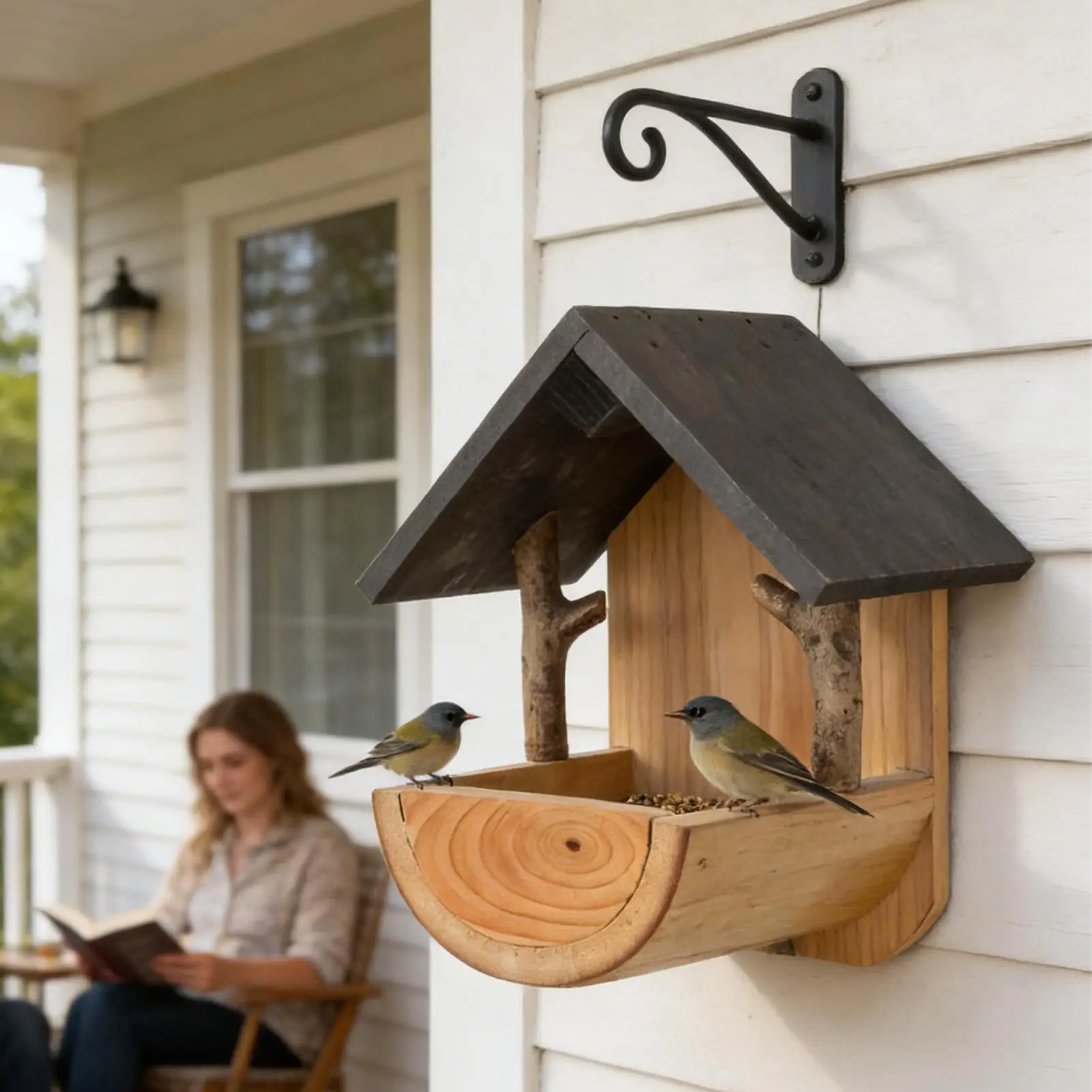 Wall Mount Wooden bird feeder  - Feeding 评论和价格