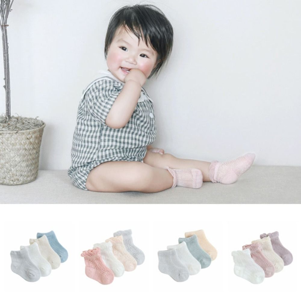 4Pairs Sweet Cotton Baby Ruffl - Unisex Baby Socks Non Slip 评论和价格