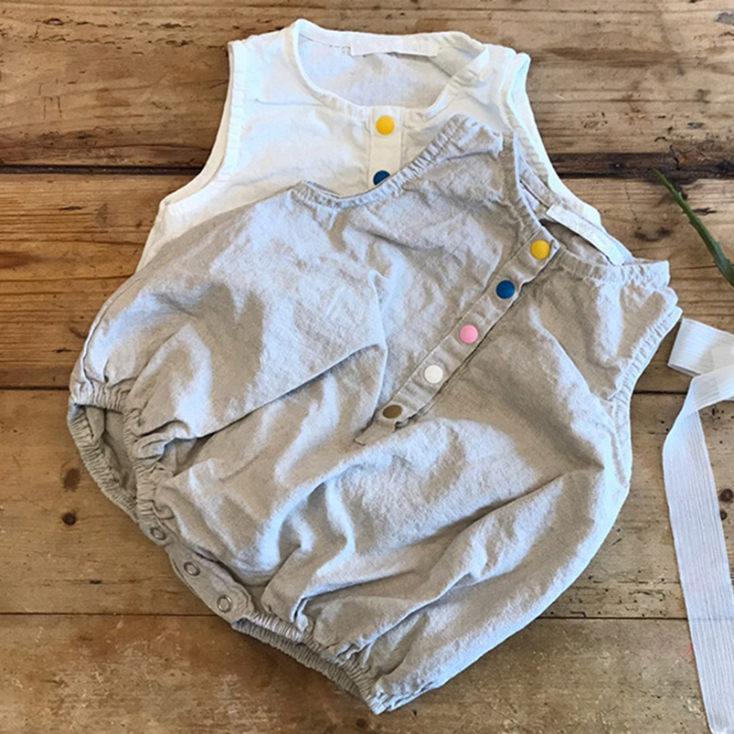 Linen Cotton Boys Romper Summe - Baby Summer Linen Sleeveless Jumpsuit 评论和价格