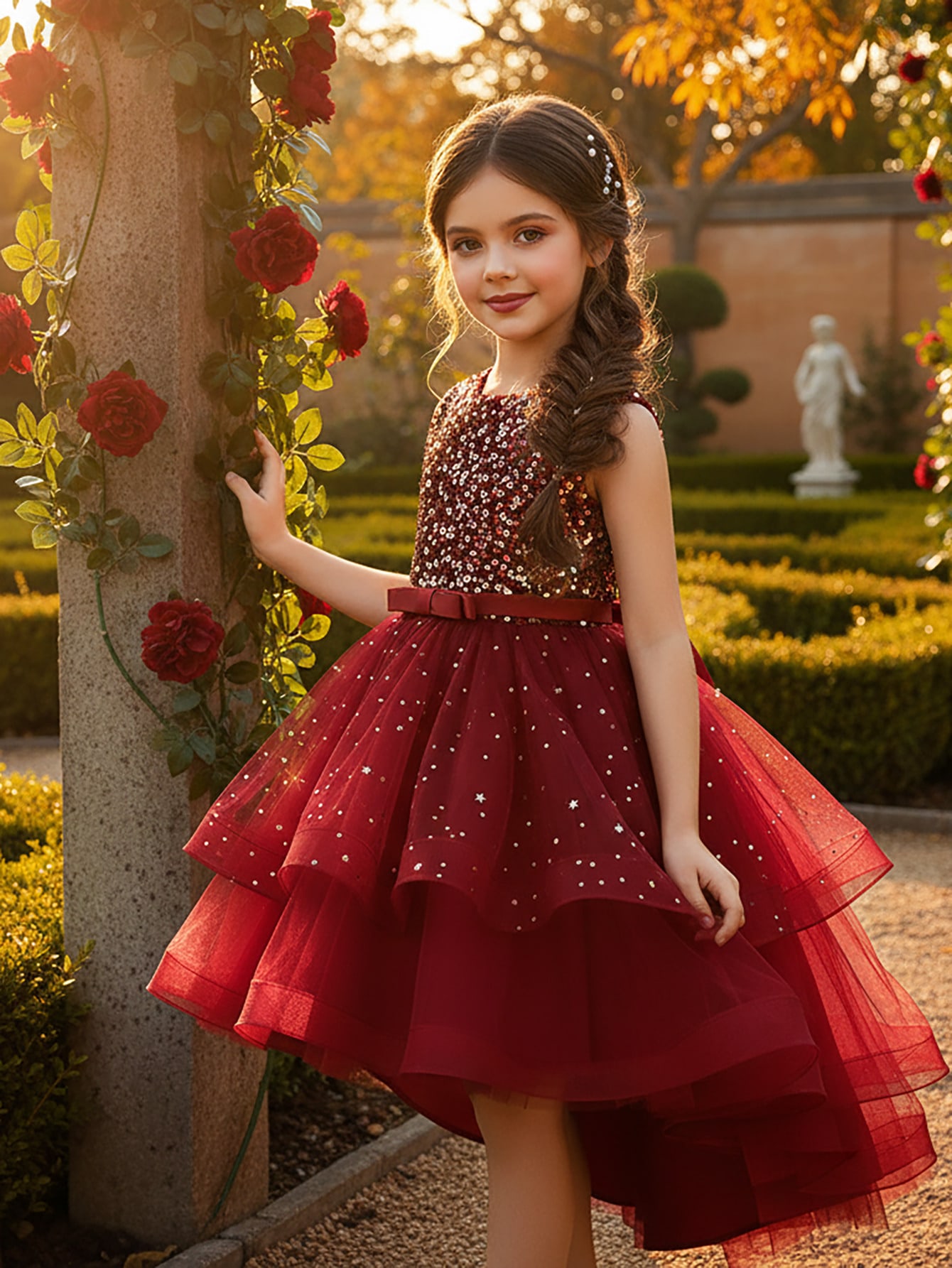 Baby Girl Princess Floral Sequ - Toddler Girl Tulle Party Dress 评论和价格