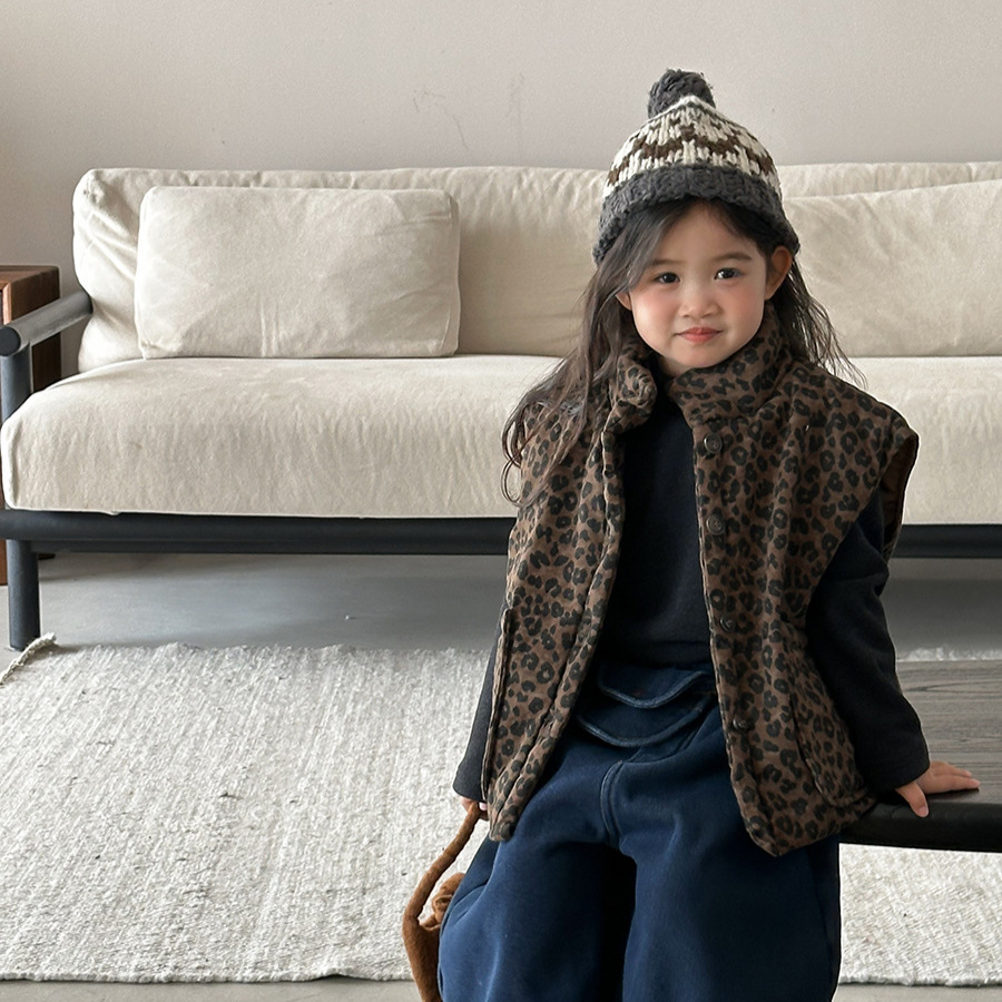 Kids Leopard Print Padded Vest - Toddler Boy Winter Fleece Jacket 评论和价格