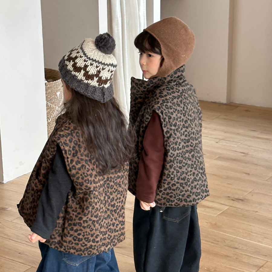 Kids Leopard Print Padded Vest - Toddler Boy Winter Fleece Jacket 评论和价格