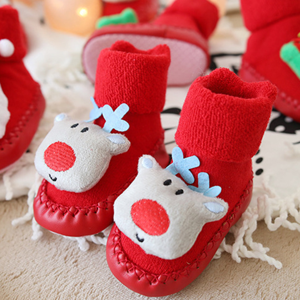 1Pair Warm Christmas Socks Chi - Unisex Baby Socks Non Slip 评论和价格