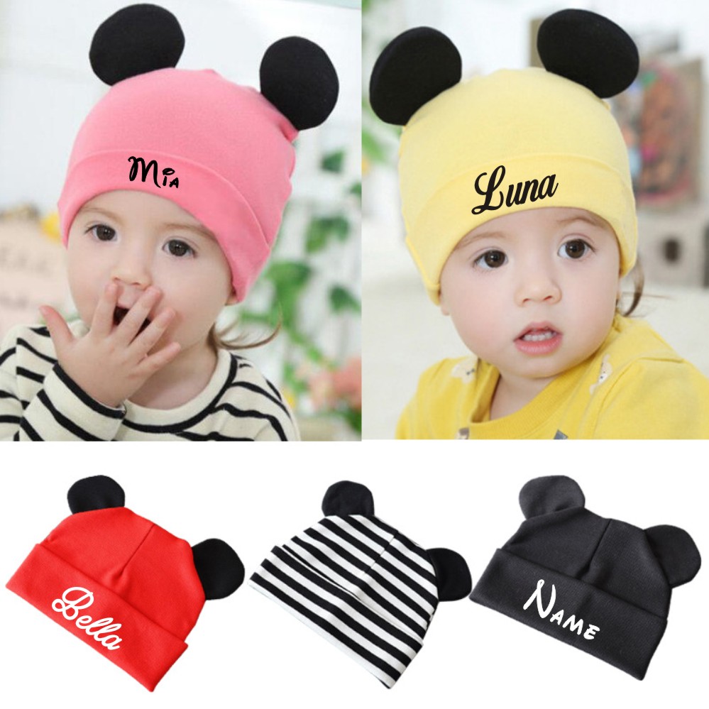 Personalised Cute Baby Beanie  - Infant Beanie Hat With Ears 评论和价格