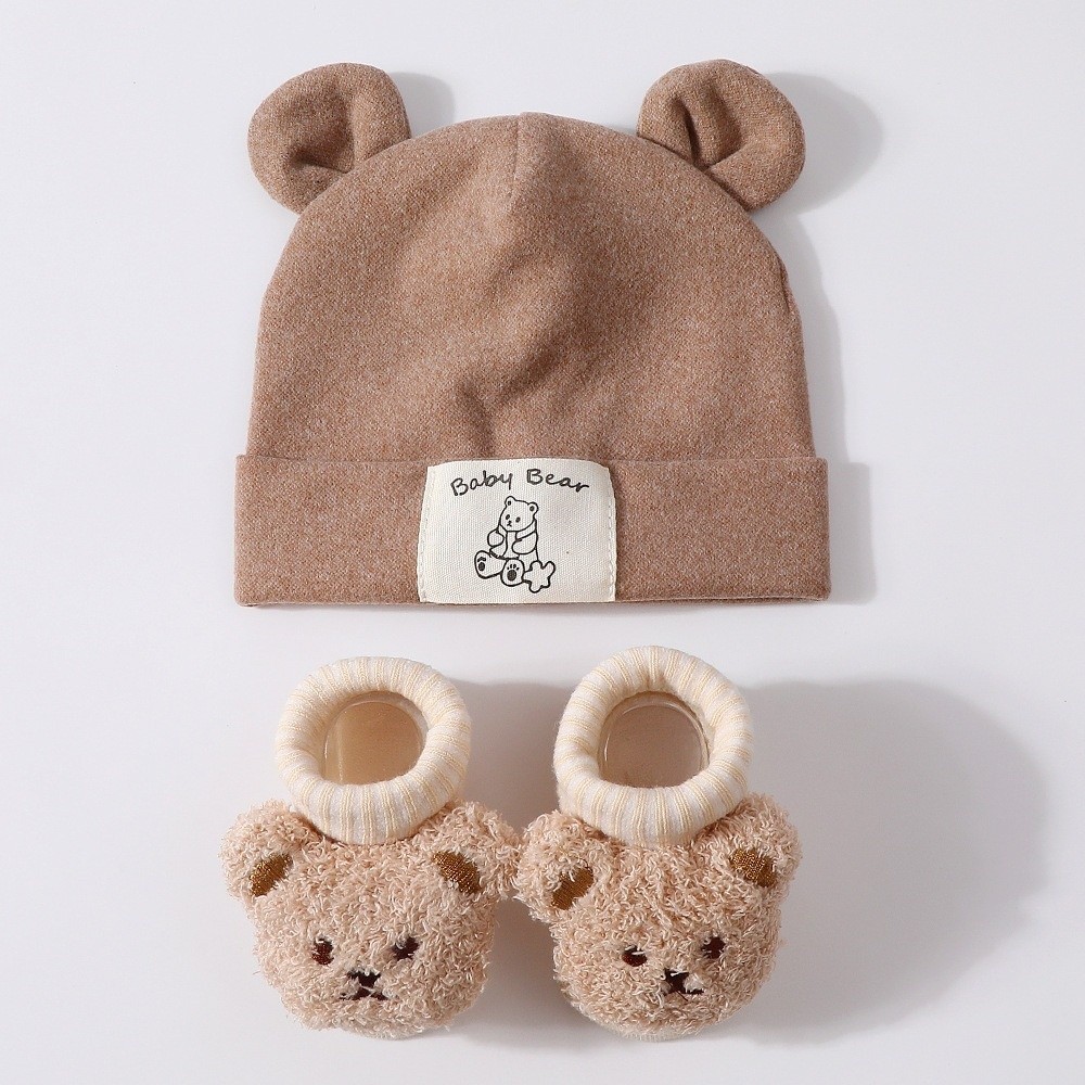2Pcs/Set Cute Cotton Baby Hat  - Infant Beanie Hat With Ears 评论和价格