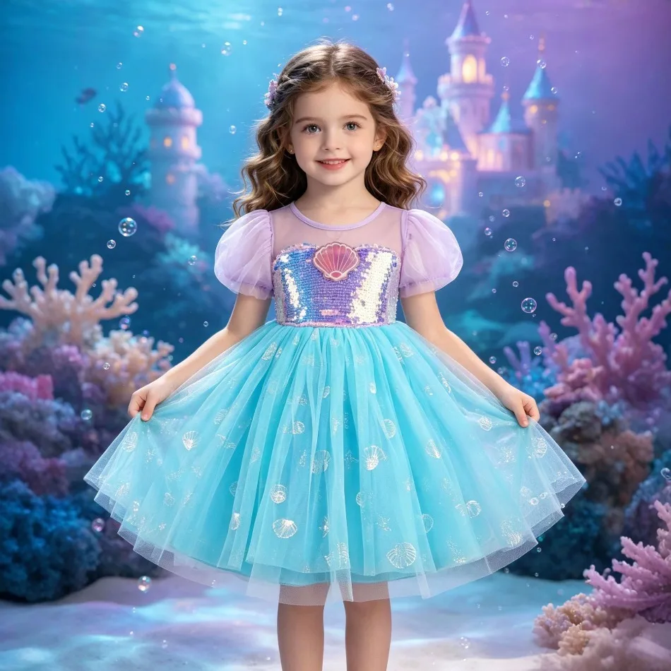 Toddler Girls Mermaid Princess - Toddler Girl Tulle Party Dress 评论和价格