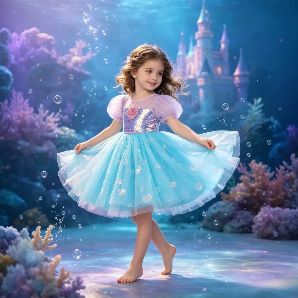 Toddler Girls Mermaid Princess - Toddler Girl Tulle Party Dress 评论和价格