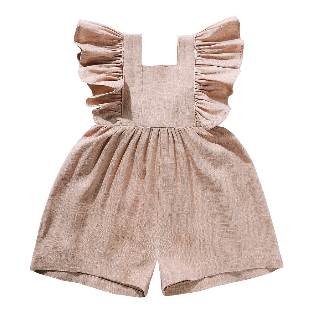 Summer Baby Clothes Unisex Gir - Baby Summer Linen Sleeveless Jumpsuit 评论和价格