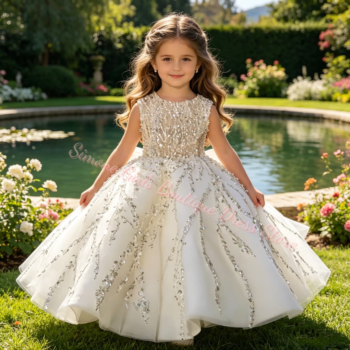Flower Girl Dress Luxury Beade - Toddler Girl Tulle Party Dress 评论和价格