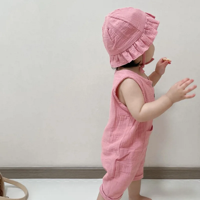 2Pcs/Set Baby Summer Clothing  - Baby Summer Linen Sleeveless Jumpsuit 评论和价格