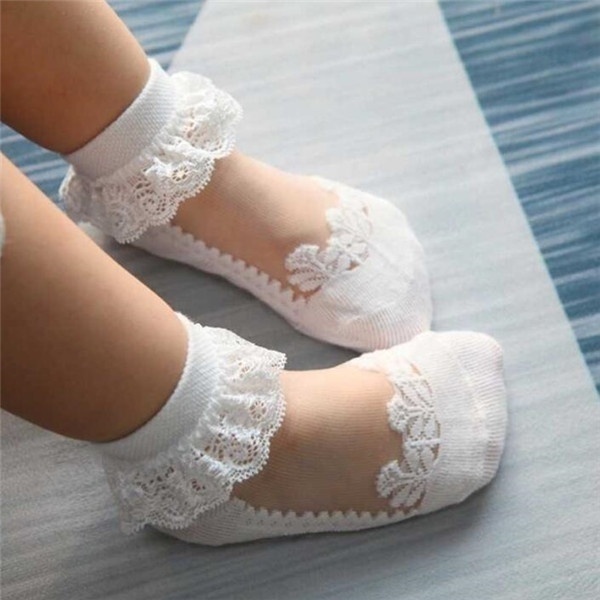 Cute Lace Floral Net Baby Sock - Unisex Baby Socks Non Slip 评论和价格