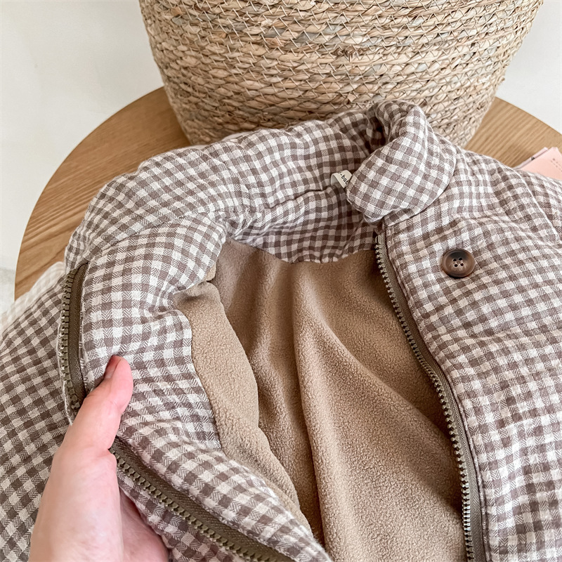 Kids Gingham Plaid Quilted Jac - Toddler Boy Winter Fleece Jacket 评论和价格