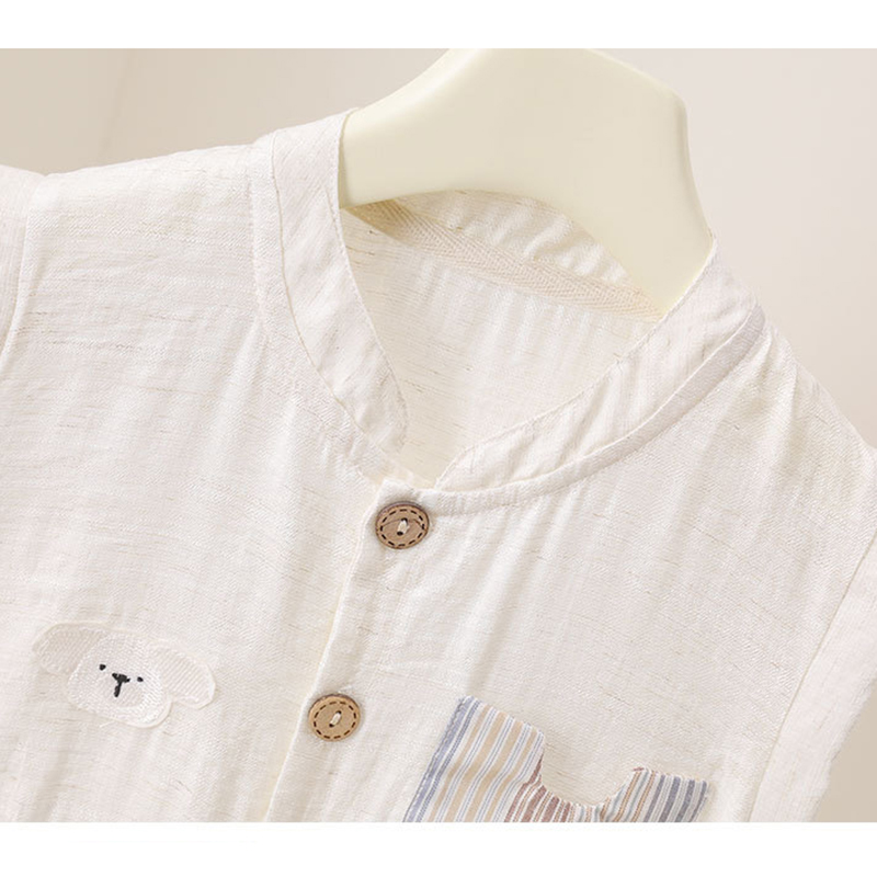 Baby Boys Summer Romper Cartoo - Baby Summer Linen Sleeveless Jumpsuit 评论和价格